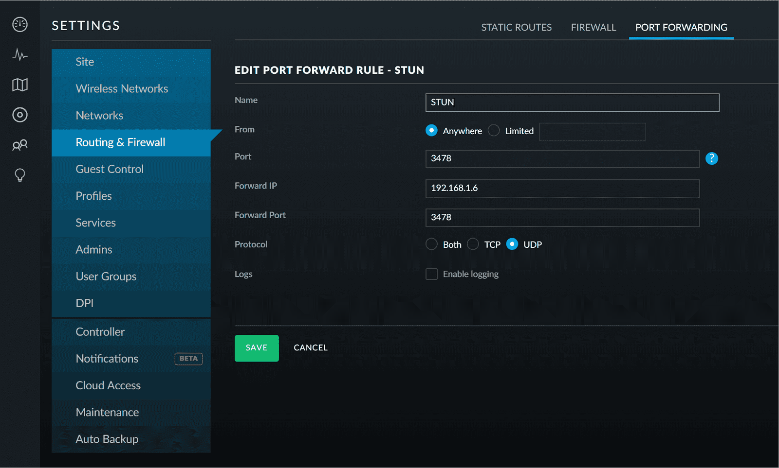 UniFi - Устранение ошибок связи протокола STUN